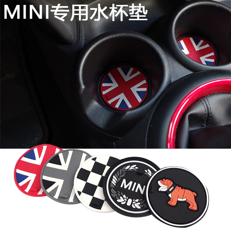 Jack Union Silica Gel Anti-slip Car Cup Mat Pad Coaster For Mini Cooper One+ S Clubman Countryman R55 R56 R60 R61 F56 F55 F60