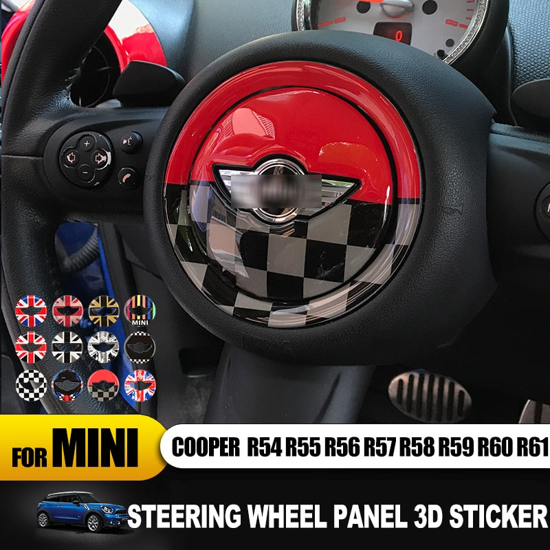 For MINI COOPER R54 R55 R56 R60 R61 Clubman Countryman Steering Wheel Center 3D Dedicated Car Sticker Decal Cover Accessories